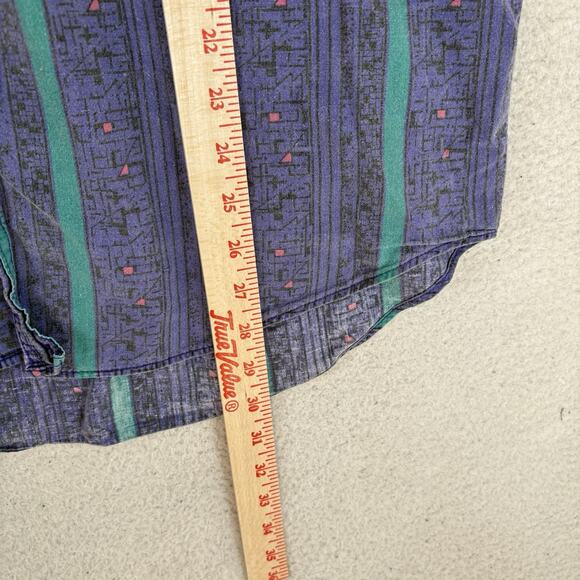 Vintage Todays News Shirt Mens Large Purple Beach Club Tribal Print 80s Retro - Picture 9 of 14